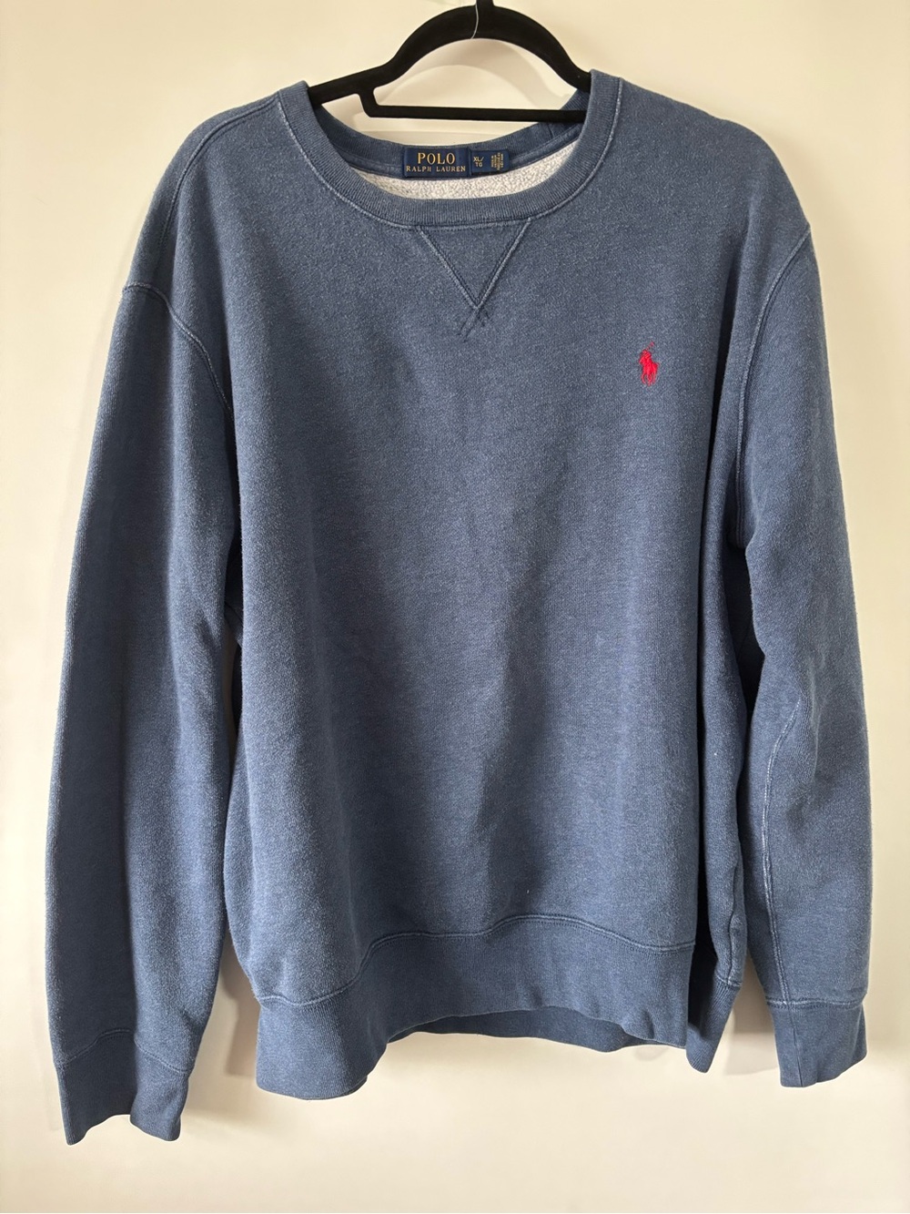 Polo by Ralph Lauren Blue Crewneck Sweatshirt with Red Pony Logo